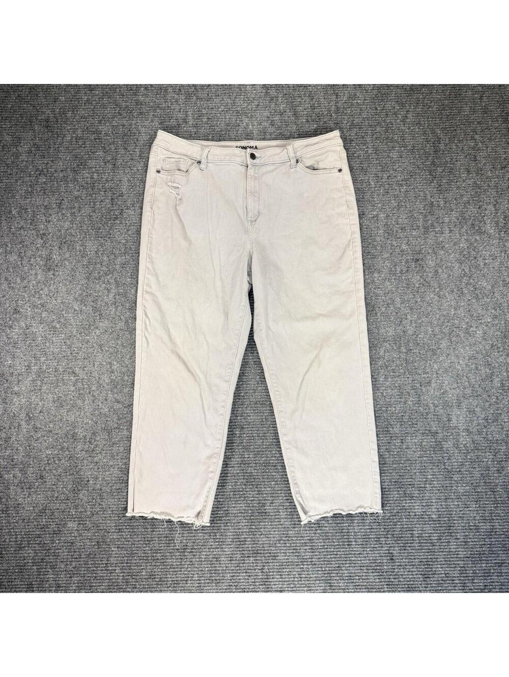 Sonoma Good For Life Beige Size 18 Straight Crop Pants UEC Comfy Everyday Wear